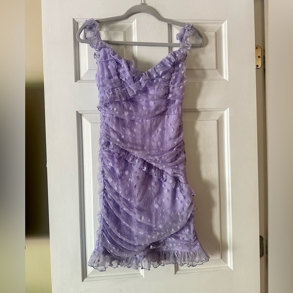 Hello Molly Flirty Friend Mini Dress Lilac, polka dot, party dress, size 8 - Picture 3 of 8